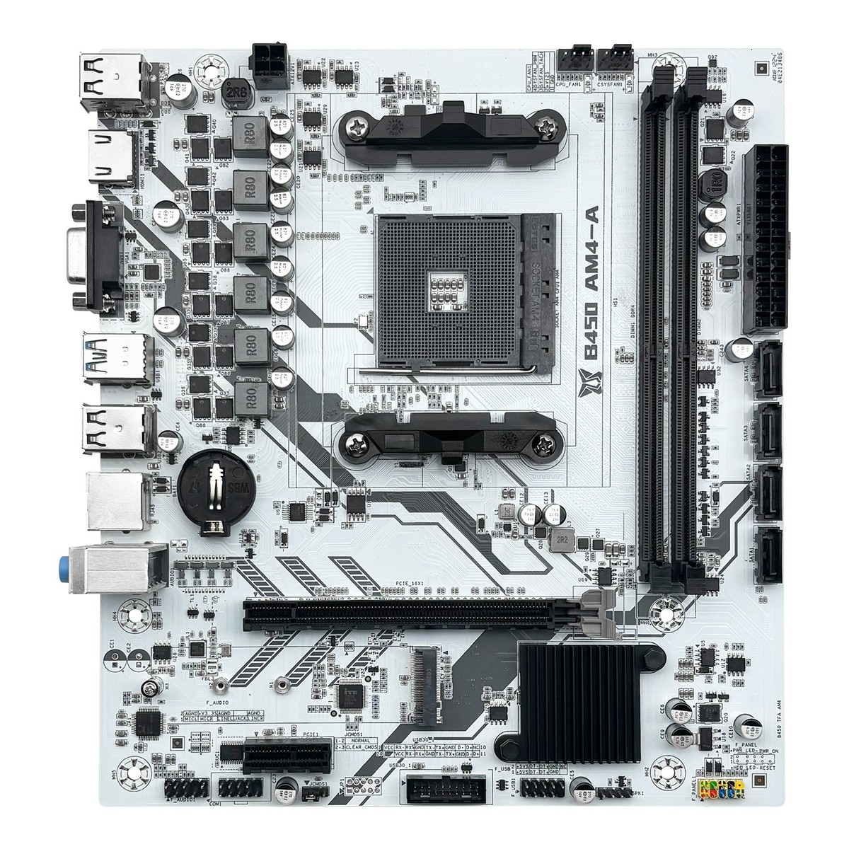 B450 AM4 Motherboard White for AMD Ryzen 1-5th gen DDR4 NVMe/SATA