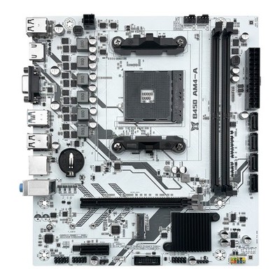 B450 AM4 Motherboard White for AMD Ryzen 1-5th gen DDR4 NVMe/SATA M.2