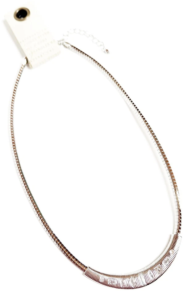 Collar de cadena de serpiente acanalada de cristal Anthropologie plateado chapado en oro latón nuevo con etiquetas Foto 4 de 4