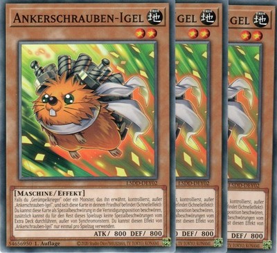 yugioh 3x Ankerschrauben - Igel L5DD-DEY02 COMMON 1AUFLAGE DEUTSCH