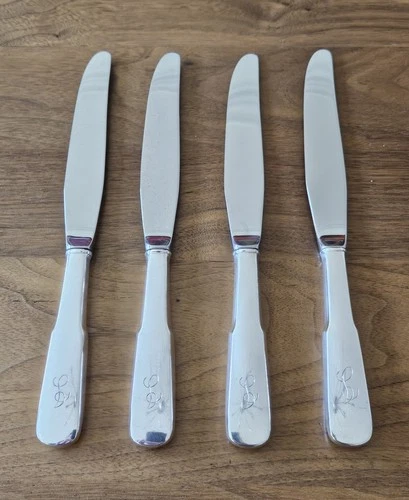4 International Sterling Silver 1810 Dinner Knives  Hollow Handles, Monogrammed