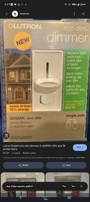 Lutron SELVBL-300PH-WH Single Pole Light Dimmer Switch New