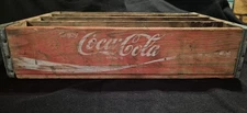 Vintage Enjoy Coca Cola Wood Divided 24 Bottle Crate Red Coke Wooden Carrier