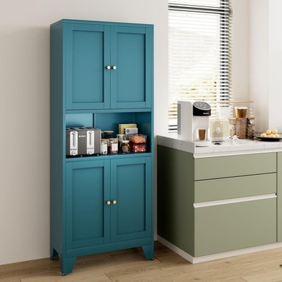 69'' Metal Pantry Cabinet Kitchen Storage Microwave Stand with Storage Cabinet
