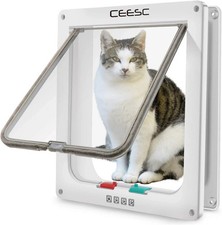 CEESC Extra Large Cat Door Outer Size 11" X 9.8" , 4 Way Locking Large Cat Door