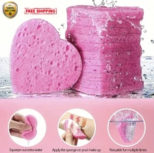 10PCS Heart Compressed Facial Sponges | Natural Cleansing & Travel Set - NEW