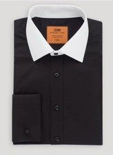 Steven Land Men  s Polo Shirt Contrast Collar Black/White or Purple/White NWT