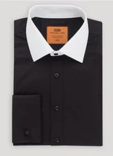 Steven Land Men’s Polo Shirt Contrast Collar Black/White or Purple/White NWT