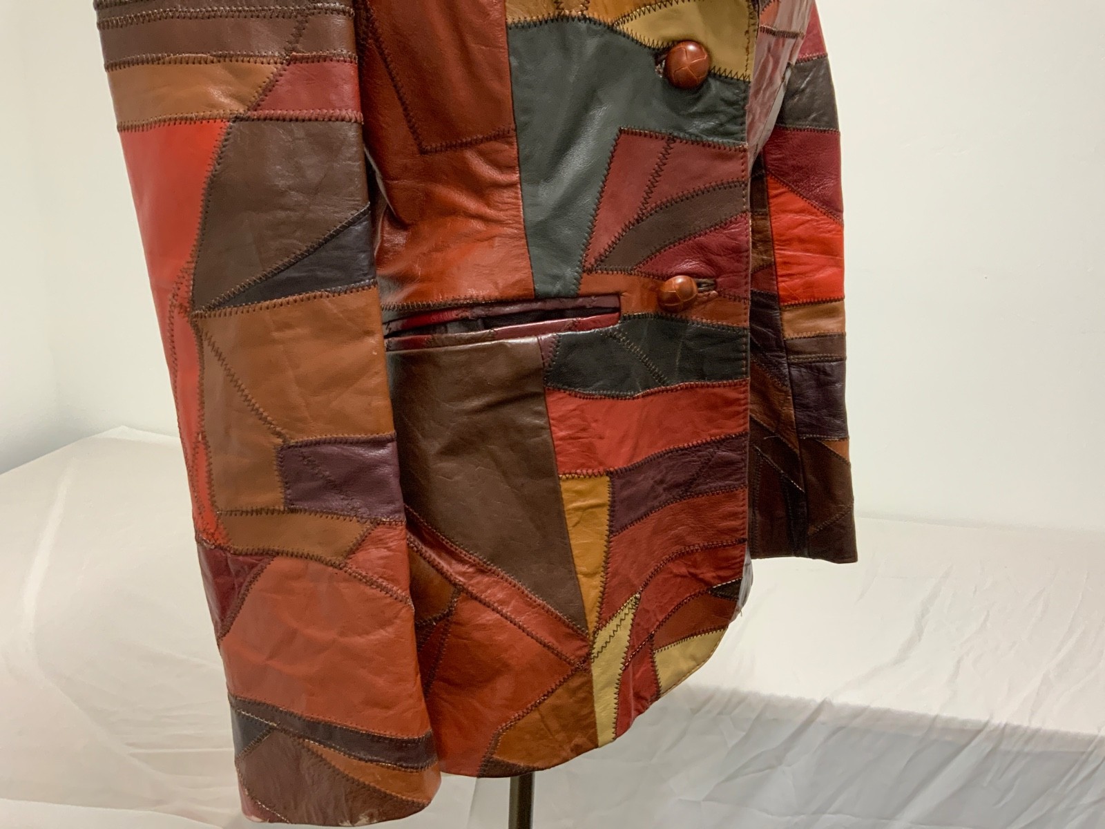 1970’s Genuine Leather, Patchwork Jacket,Brown, S… - image 7