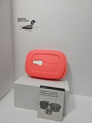 New Tupperware #7363 Crystal Wave Salmon (Orange) 4-Cup Container w/ Vented Lid 