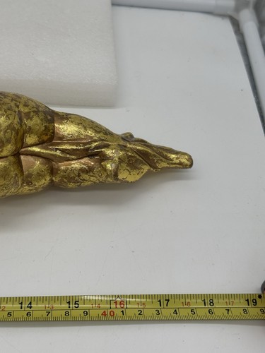 Vintage Angel Christmas Ornament 18" Hard Plastic Gold Leaf - Picture 9 of 9