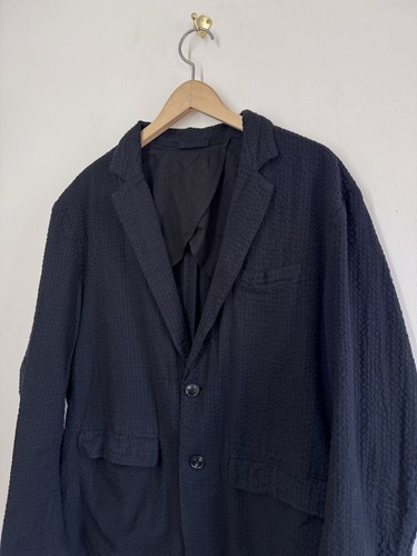 Stüssy Navy Seersucker 100% Cotton Blazer Jacket Size L - Picture 2 of 5