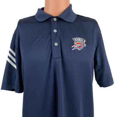Adidas Oklahoma City Thunder Polo Shirt Mens S Blue Golf Cool Max NBA Basketball