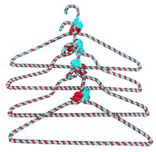 Lot Of 4 Vintage Hand Crochet Wire Coat Hangers Red Green with Bows Christmas