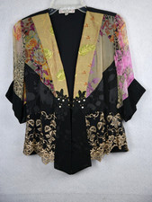 Vintage Spencer Alexis Petites Kimono Jacket Top Floral Silk Blend Size PS