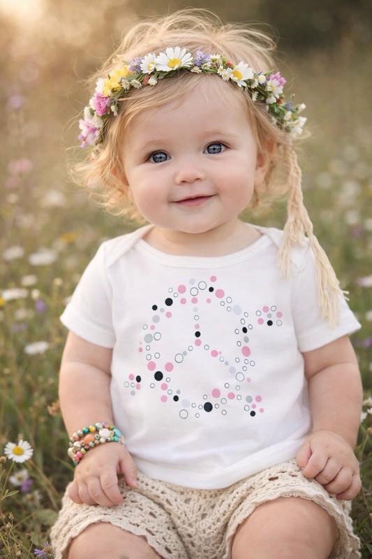 Baby Go Retro Peace Tee 12-18M Polka Dot Shirt Boutique BOHO USA Cotton NWT