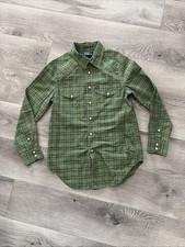 Polo Ralph Lauren Shirt Boys S 8 Green Plaid Button-Up Pearl Snap