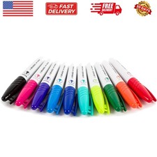 Low-Odor Mini Dry Erase Markers, Set of 10, Assorted Colors, Non-Toxic, Mediu...