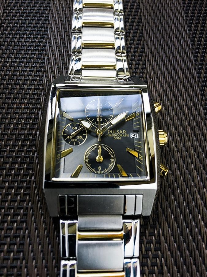 PULSAR Chronograph Rectangular Watch Stainless St… - image 3