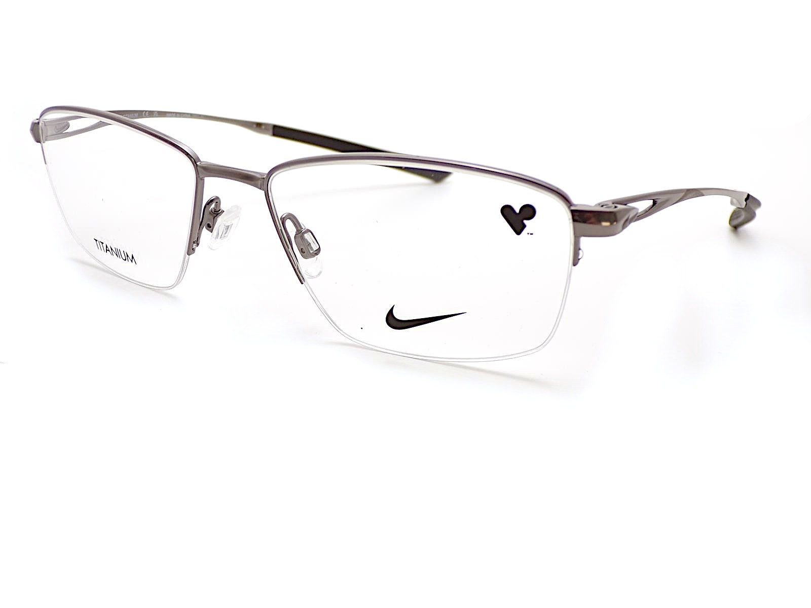 Nike Titanium Glasses Frame Shiny Gunmetal 54mm RX Men's Semi Rimless 6045 070