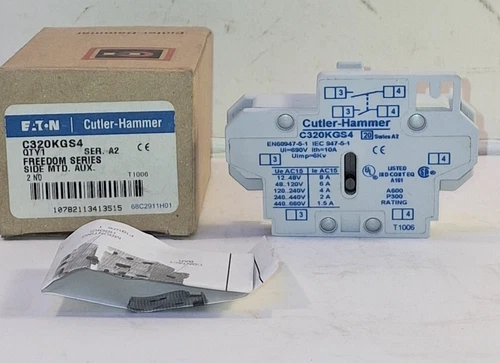 1 NEW EATON CUTLER-HAMMER C320KGS4 SIDE MOUNT AUX CONTACT NIB ***MAKE OFFER***