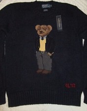 NWT Rare Polo Ralph Lauren Men's Polo Large Bear Sweater RL 13 Vintage Cotton M