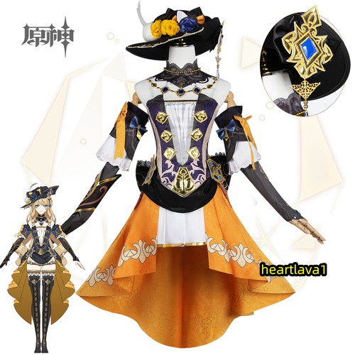 Game Genshin Impact Navia Dress Suit Cosplay Costume w/Hat Fullset Outfit - 第 1/17 張圖片