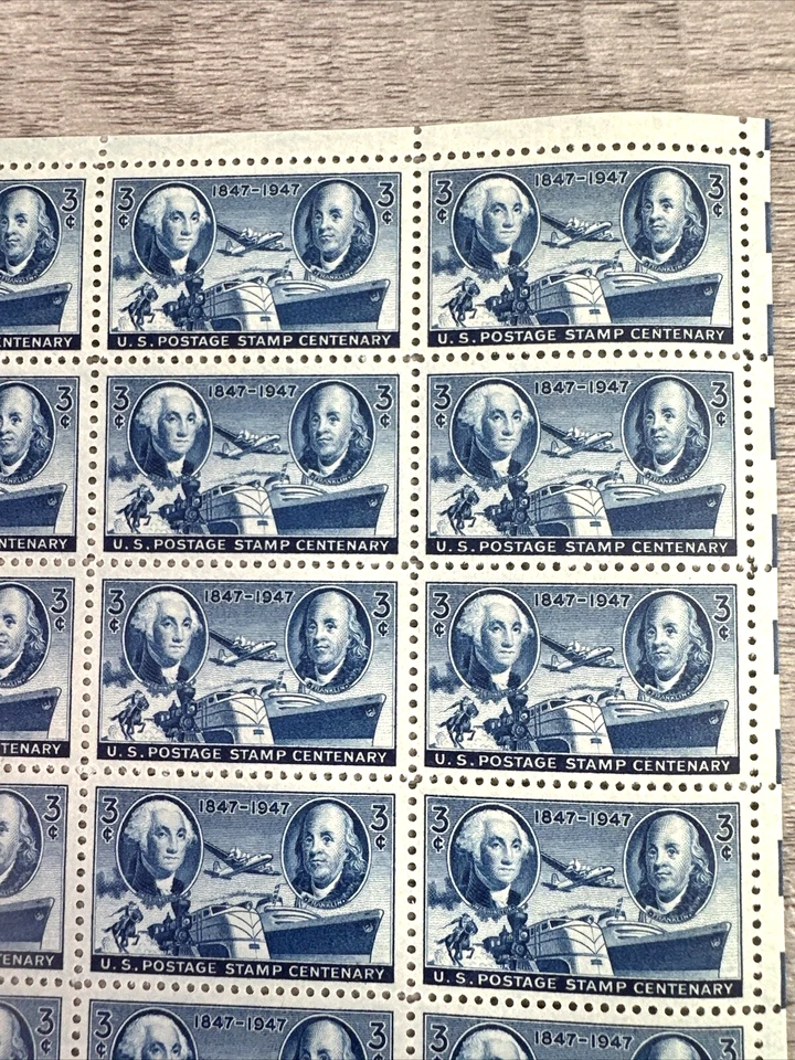 #947 US Stamp - 1947 Postage Stamp Centenary - 50 Stamp Sheet 23598 - Image 3 of 4