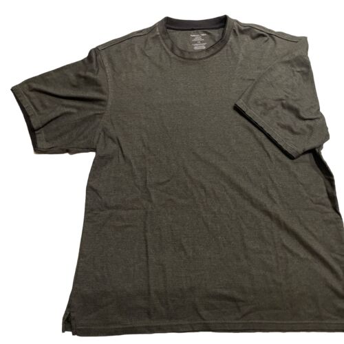 VanHeusem Shirt Mens Large Dark Gray Solid Slim Fit Short Sleeve Crew Neck