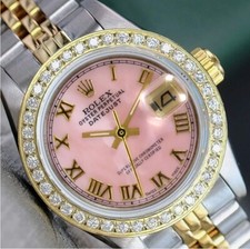 Rolex Lady Datejust Two-Tone Gold Steel Pink Mother of Pearl Roman Watch 26mm 3