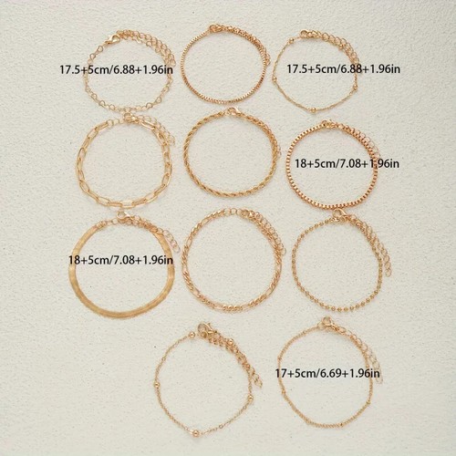 11 Teile schickes Ketten Armband Set Damen Boho schlicht elegant Herz Armband - Bild 4 von 13