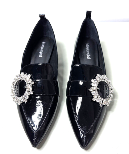 Jeffrey Campbell Viona Black Patent Pointy Pump Sz 8.5 Crystal Buckle - Picture 3 of 21