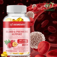 Blood Pressure Support - Heart Health - Garlic, Hawthorn, Olive Leaf  Hibiscus
