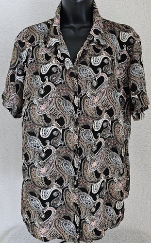 Notations Womens Shirt Top Blouse Size 1X Short Sleeve Button Down - 第 19/24 張圖片