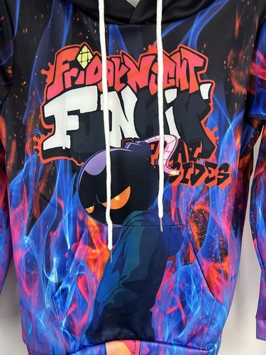 Friday Night Funkin Hoodie Hooded Thin Sweatshirt Black Boys Youth Size XS - Picture 4 of 5