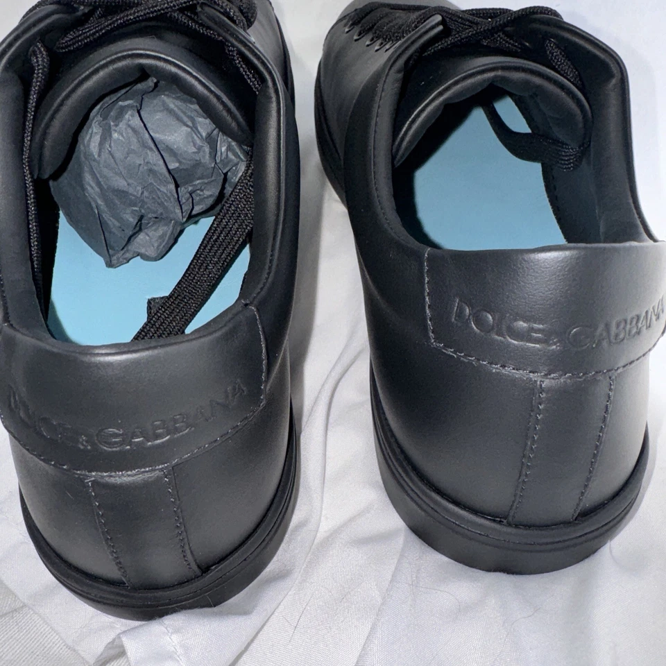 Dolce&Gabbana Mujer Negro Tenis 100% Cuero Entrenador Atlético Zapatos Talla 40 1/2 Foto 4 de 4