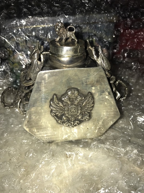 Judaica: Imperial Russian 84 Silver Inkwell