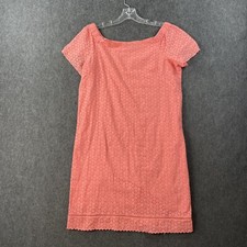 Lauren Ralph Lauren Dress Womens 6 Peach Orange Eyelet Shift Shirt Causal