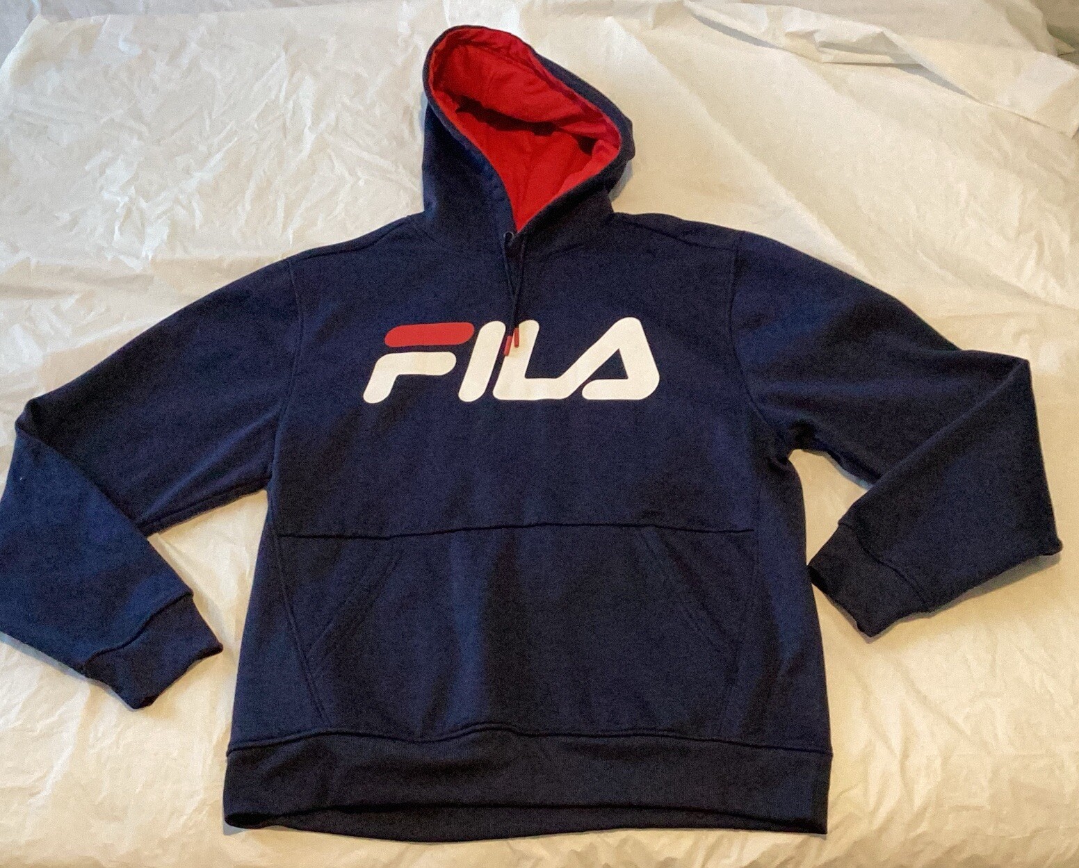 Fila Felpa con Cappuccio Uomo Taglia Large Blu Scuro