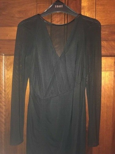 COAST Dress UK 8 SELENA Black Mesh Zip Party Cocktail Cruise BNWT Hi Low - Picture 10 of 10
