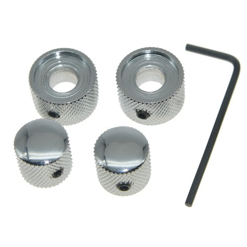 KAISHMetal Dual Concentric Stacked Control Knobs for Electric Guitar Bass Chrome - Picture 2 of 5