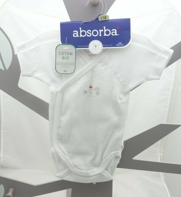 Absorba Set Of 2 Short Body Mche Cache Coeur Duck White Baby Organic Cotton 1 Months Ebay