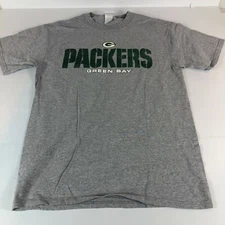Green Bay Packers Shirt Men's Medium Grey Green Short Sleeve Graphic Print NFL