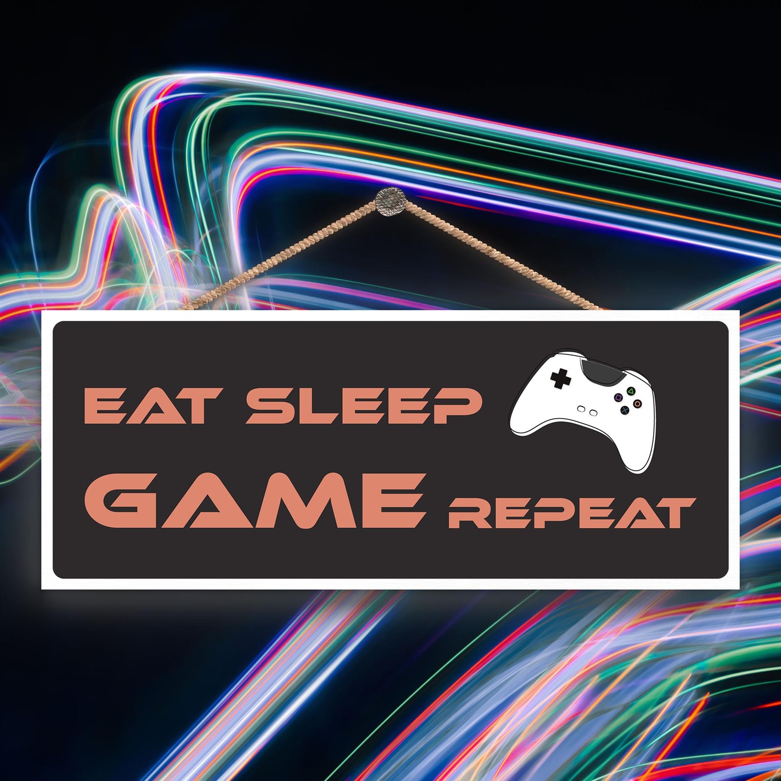 Eat Sleep Game Repeat Gaming Room Plaque Wall Decor Gamer Gift Idea