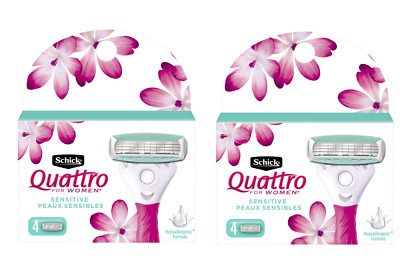 Schick Quattro For Women Sensitive Razor Blades, 8 Refill Cartridges