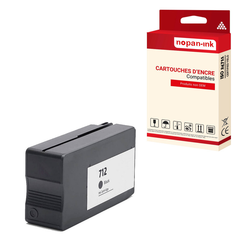 Cartouche HP712 noire NOPAN-INK à séchage rapide pour plans DesignJet