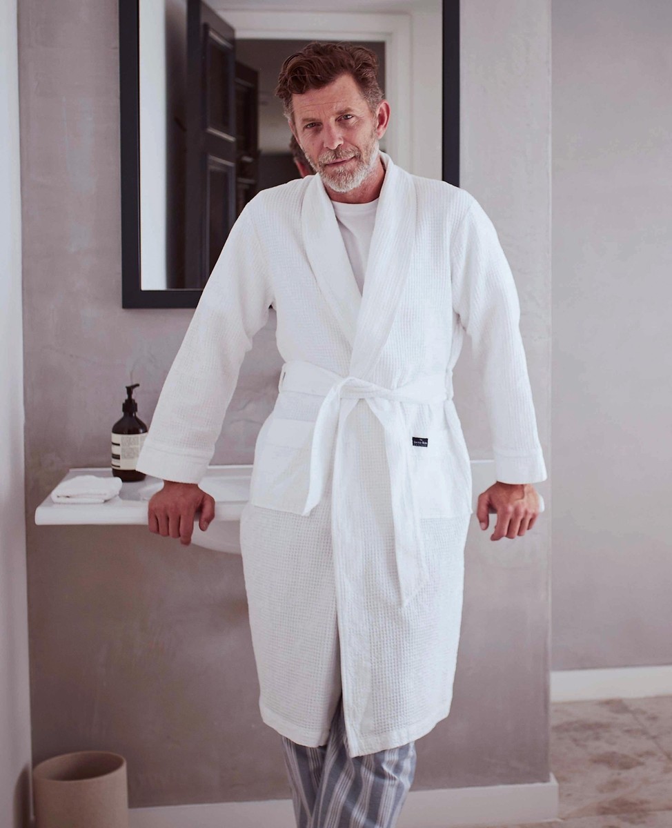 Mens Dressing White Cotton Dressing Gown Savile Row Company Men's
