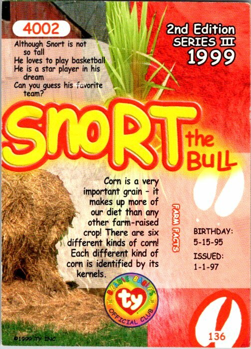 1999 Ty Beanie Babies 2nd Edition Series III - Pick Choose Your Cards - Picture 43 of 51