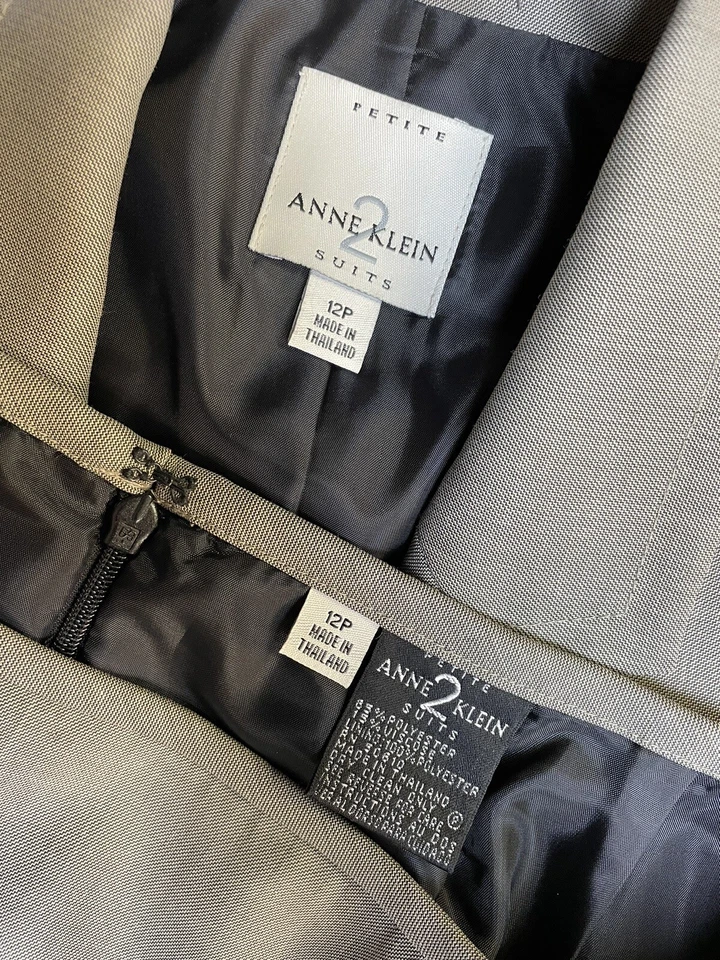 Traje Falda Anne Klein Talla Pequeña 12P Se Ajusta Como 10P Conjunto de Dos Piezas 32X23 Bolsillos Foto 2 de 4