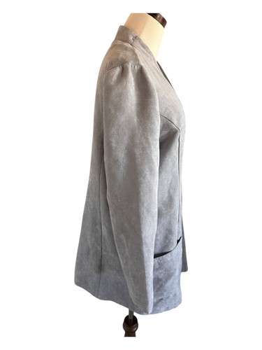 Draper's & Damon's Sz L Gray Faux Suede Long Blazer Soft Quiet Luxury Old Money - Picture 6 of 20